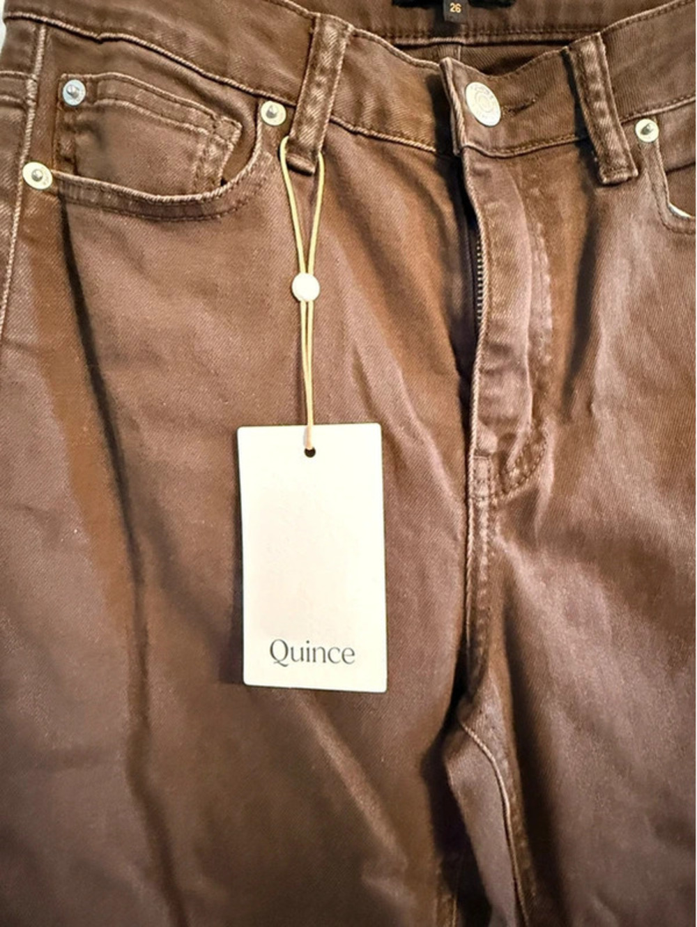 Quince Bella stretch straight jeans  coffee, brown size 26 #0094 FLAW - Picture 6 of 9